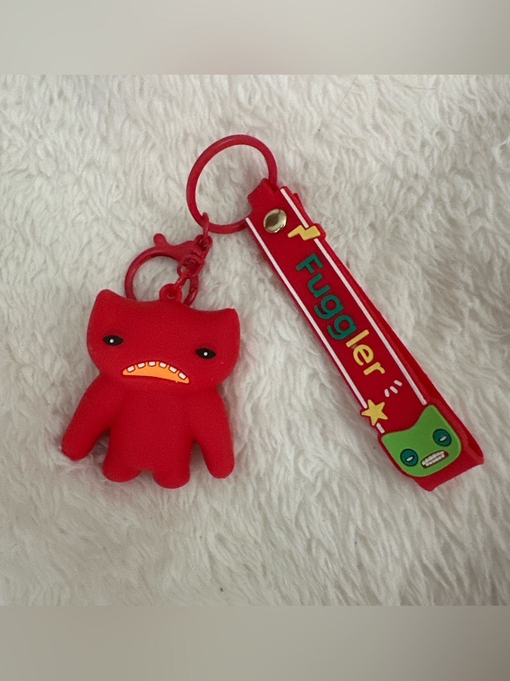 Fuggler Red Silicone Keychain Toy - Cute Monster Keyring